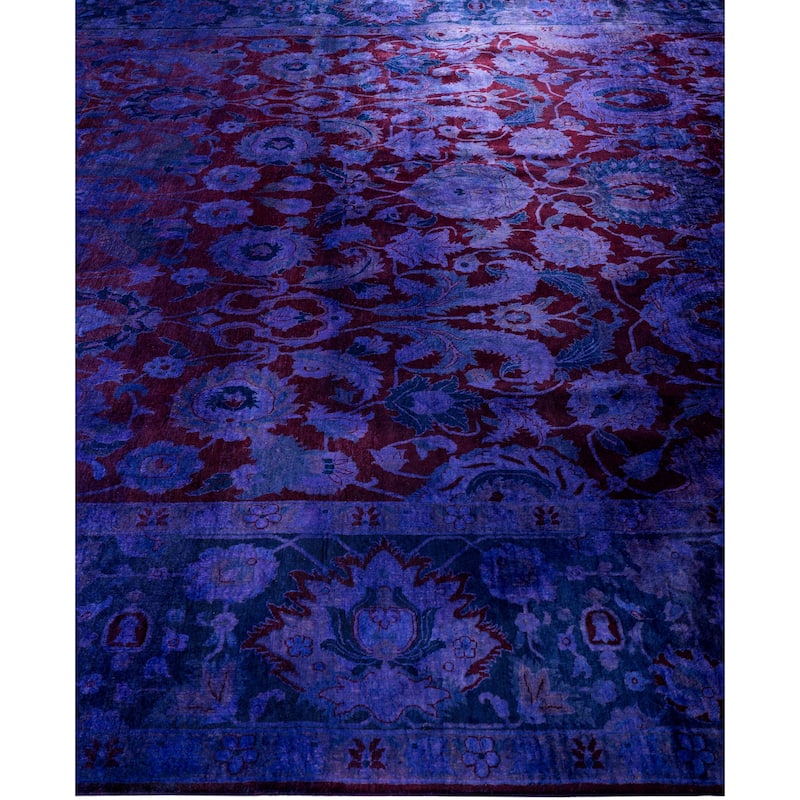 Overdyed One-of-a-Kind Hand-Knotted Area Rug - Purple - 9' 1" x 12' 0"