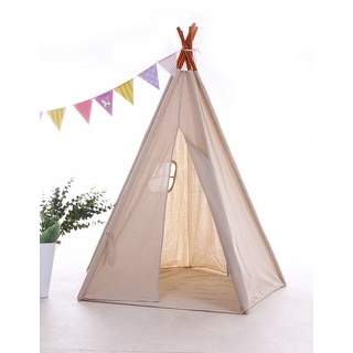 Natural Cotton Canvas Teepee Tent for Kids Indoor & Outdoor Use - 1pc -  Overstock - 31431953