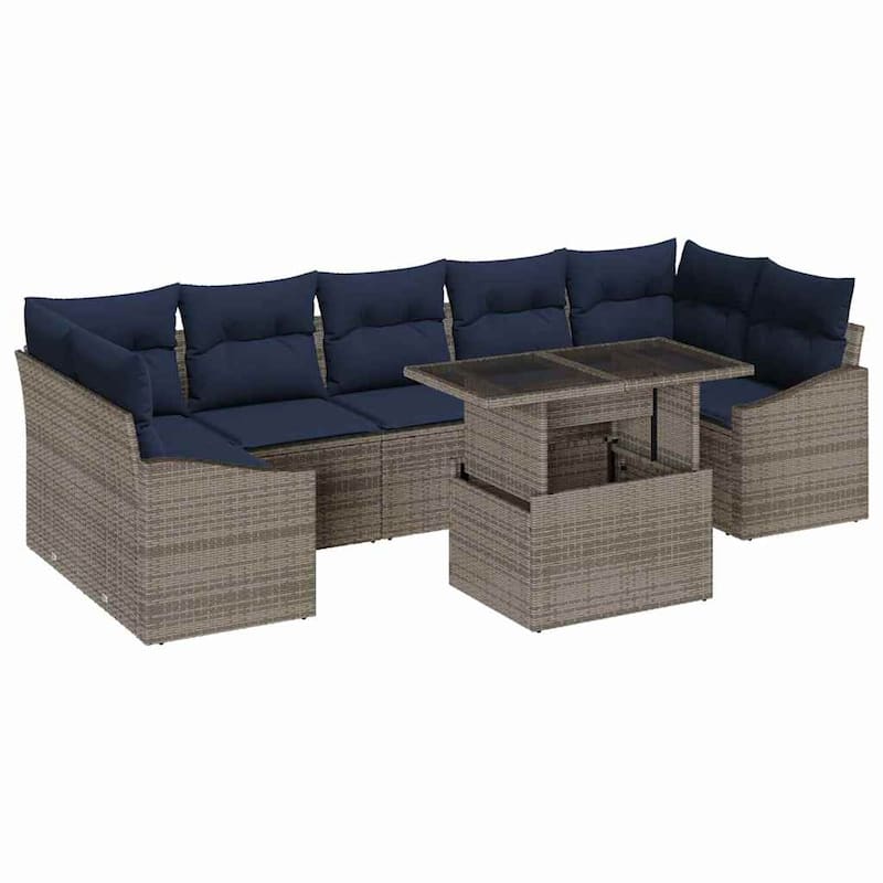 vidaXL 8 Piece Garden Sofa Set with Cushions - 113.8×48.6×27.2