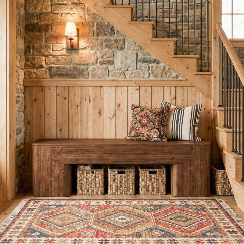 Solid Wood Bench, Entryway Bench, Dining Bench, Farmhouse Bench Seats for Entryway, Hallway, End of Bed