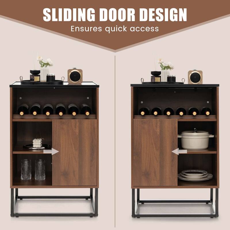 Costway Wine Storage Cabinet Buffet Sideboard with Adjustable Shelf & - See Details