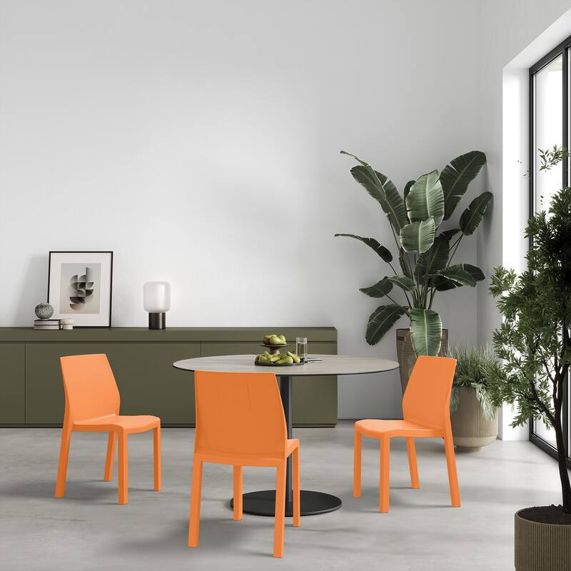 WRGHOME Modern Stacking Patio Dining Side Chair Indoor/Outdoor (Set of 2) - 33.27'' H X 18.50'' W X 21.06'' D