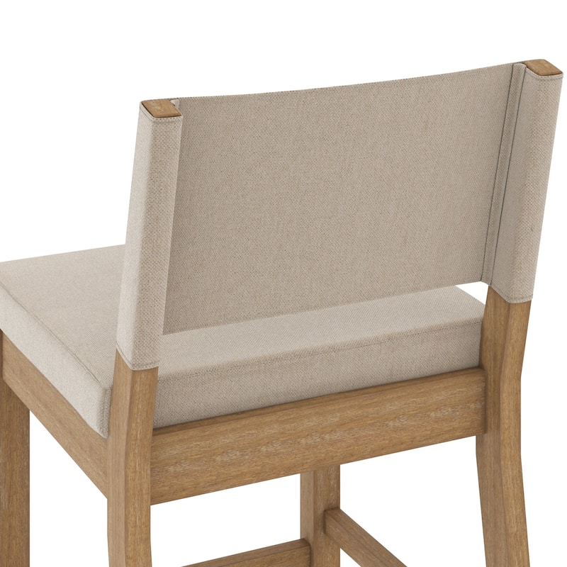 Nathan James Linus Modern Upholstered Bar Stool with Back and Solid Rubberwood Legs