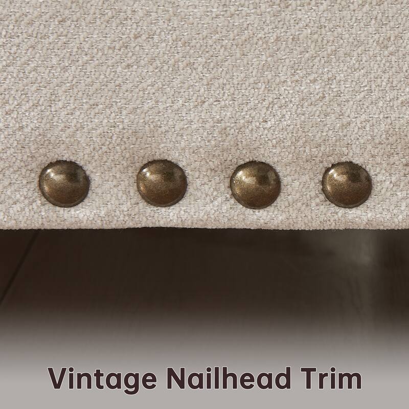 Morden Fort Chenille Fabric Sofa with Rolled Arm and Nailhead Trim