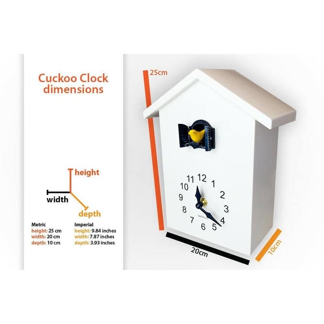 Walplus White Minimalist Cuckoo Clock Colorful Window 4 Changeable Birds