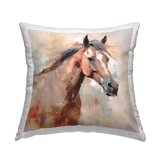 Stupell Abstract Brown Horse Printed Outdoor Throw Pillow Design by Irena Orlov