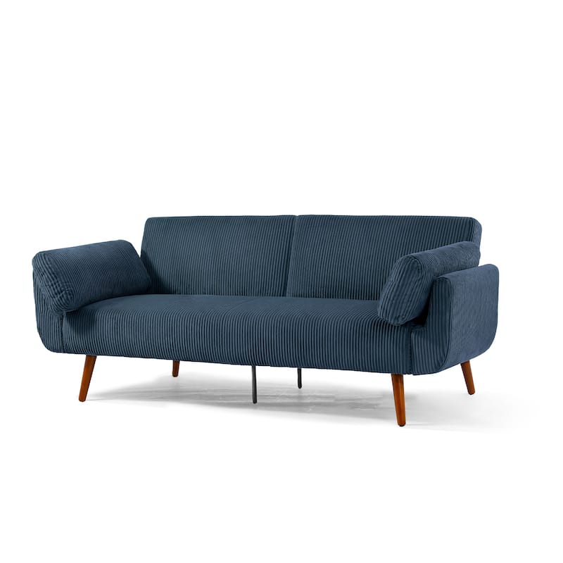 73.5 Inch Futon Sofa Bed Convertible Upholstered Couch Sleeper - Navy