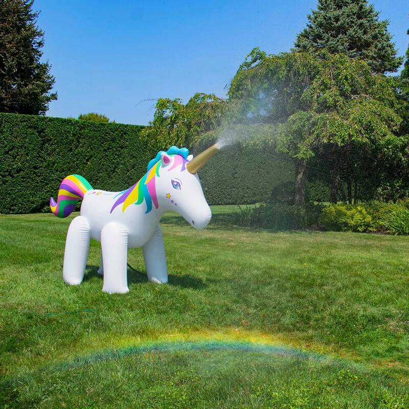 Rainbow Unicorn Outdoor Inflatable Lawn Sprinkler - 6'