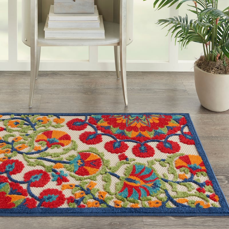 Lanikai Floral Indoor/ Outdoor Area Rug by Havenside Home - 2'8" x 4' - Red/Multi
