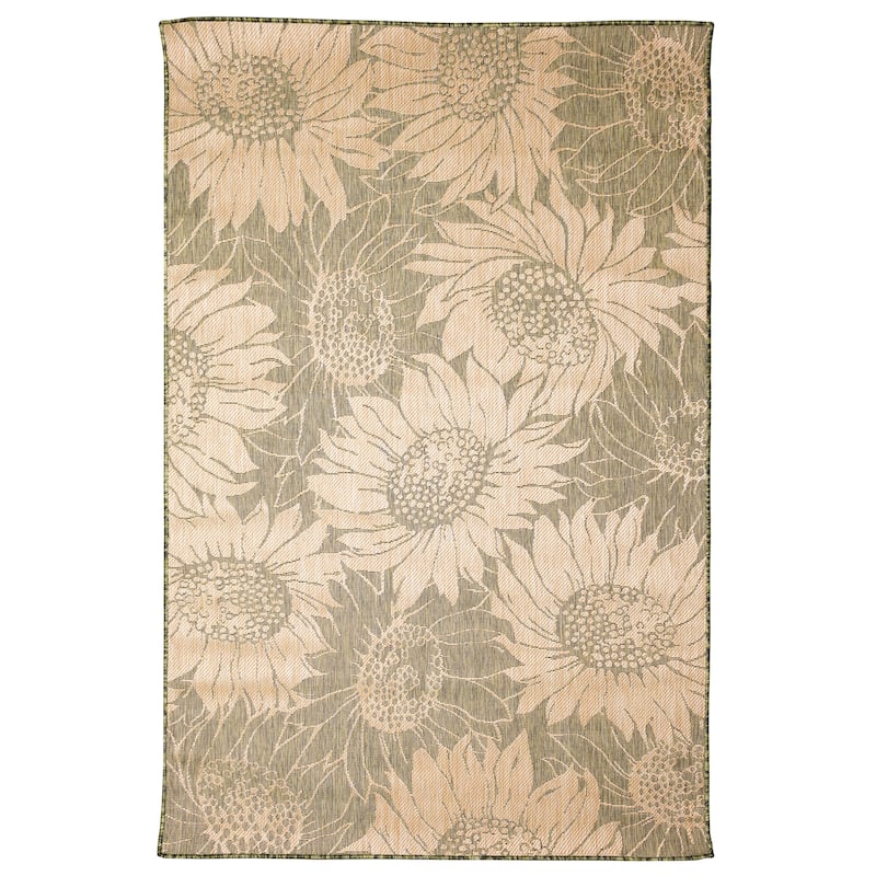 Liora Manne Carmel Sunflower Field Indoor/Outdoor Rug - 4'10" x 7'6" - Green