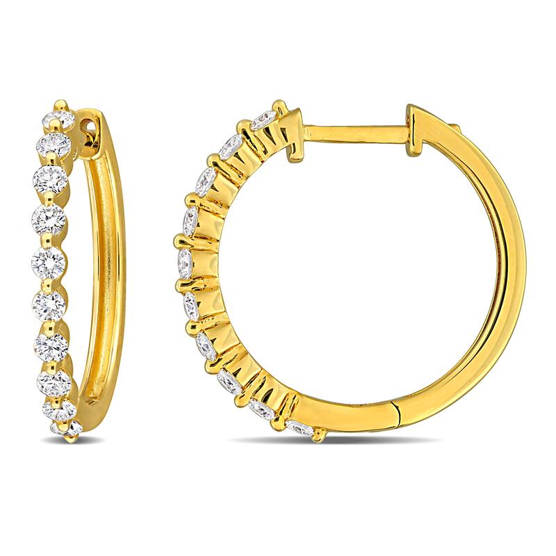 5/8ct TW Lab-Grown Diamond Hoop Earrings in Yellow Plated Sterling Silver