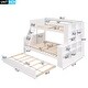 preview thumbnail 5 of 10, Pine Wood Twin over Full Bunk Bed with Trundle and Storage