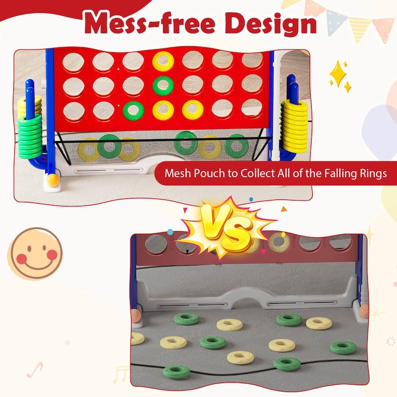 Costway Giant 4-in-a-Row Game Set with Ring-toss, Basketball Hoop, - See Details