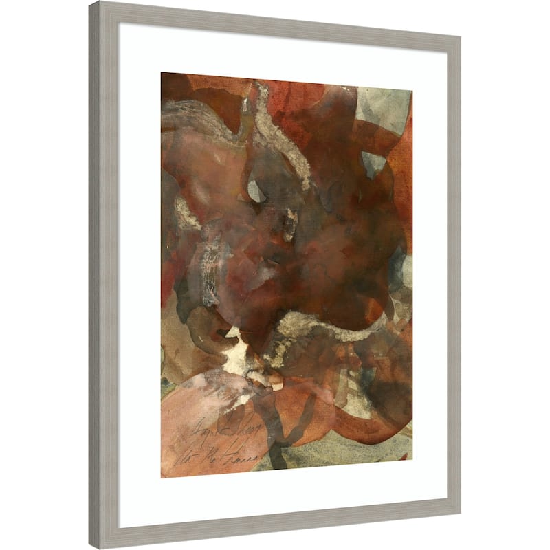 Organic Shapes in Earthy Tones of Brown and Green by Ute Rathmann Wood Framed Wall Art Print