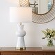 preview thumbnail 5 of 14, SAFAVIEH Lighting 30 inch Navy Lola Column Lamp (Set of 2)