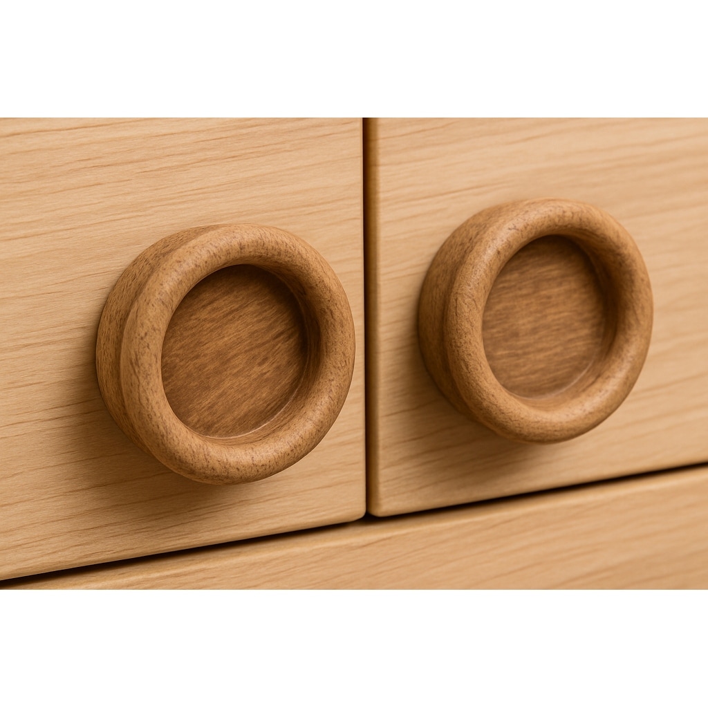 brown knobs for dresser HomeRoots Set of Two Wood Recessed Round Drawer Pull - 1.38 in. x 0.38 in. x 1.38 in Size:16.5-36 Regular Fit which is comfortable to GOWNS Reiss Petite Cotton Blend