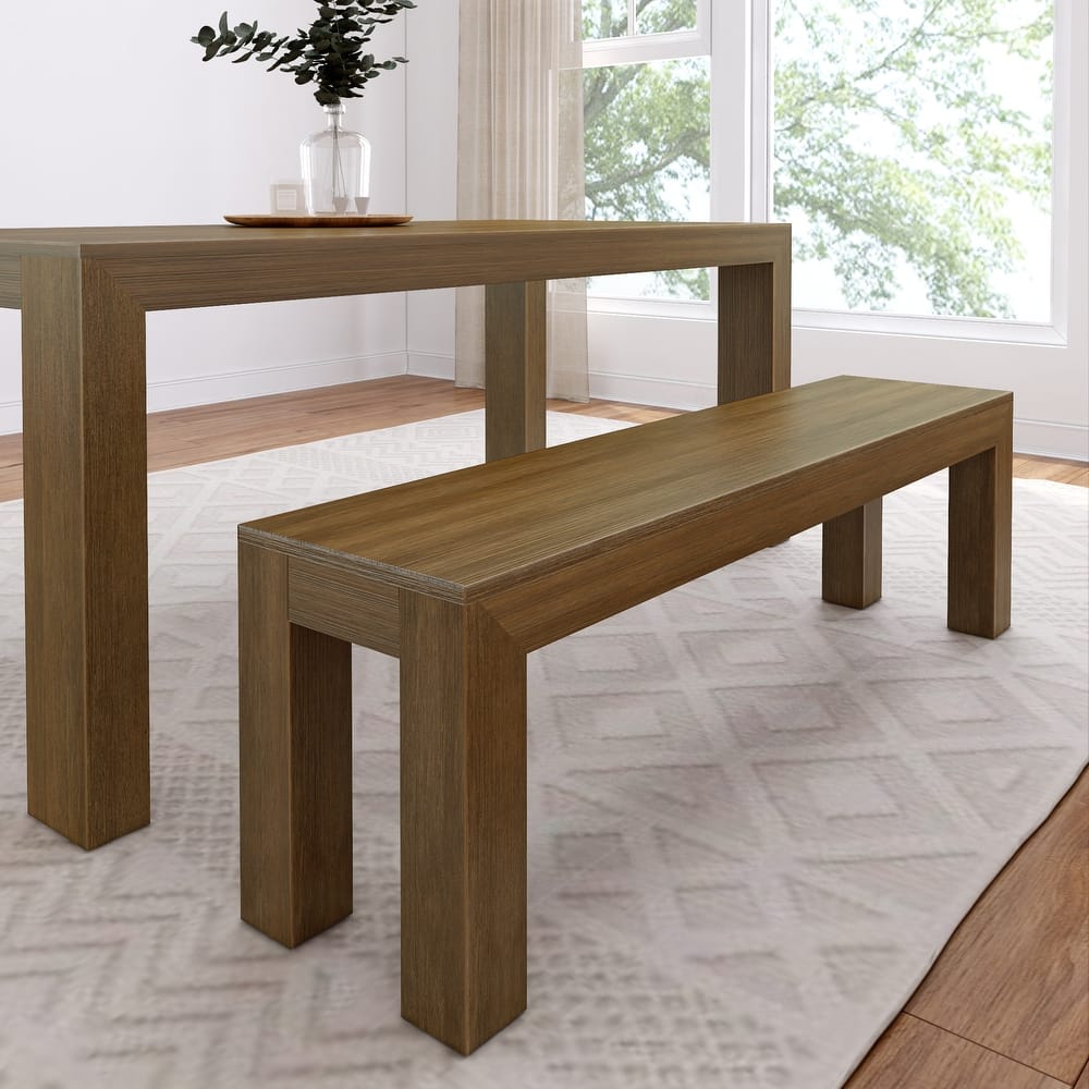 Plank and Beam Solid Wood Modern Dining Bench - 61"