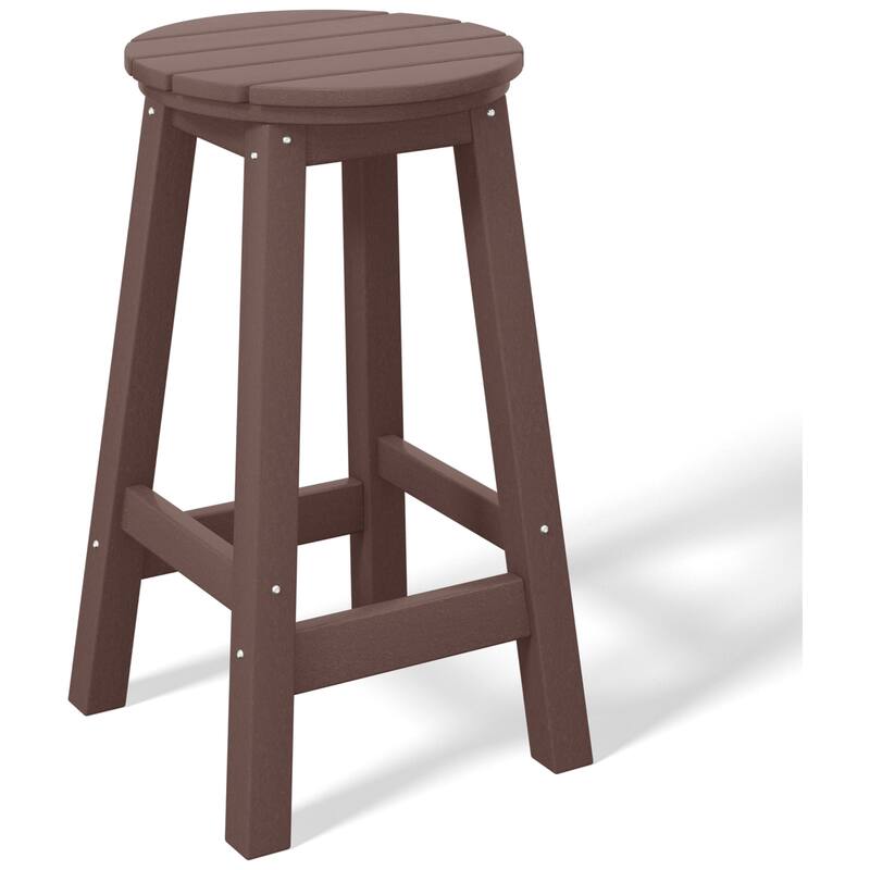 Laguna Hdpe All Weather Outdoor Patio 24" Round Counter Stool - Dark Brown