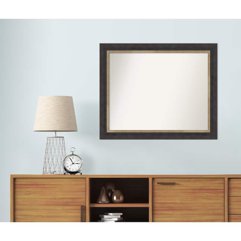 Hammered Charcoal Tan Non-Beveled Wood Framed Wall Mirror - Hammered Charcoal Tan