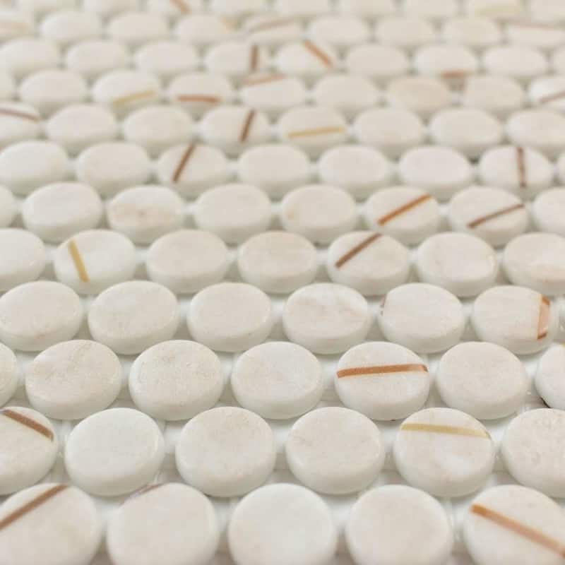 Eterna Penny 12x12 Glass Round Mosaic Tile - Floor, Wall, Backsplash