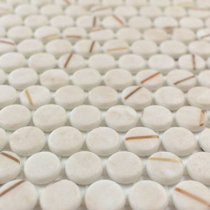 The Tile Life Eterna Penny 12x12 Round Glass Mosaic Floor, Wall & Backsplash Tile