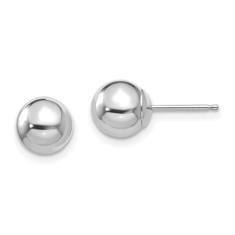 Curata 14k White Gold Polished 7mm Ball Post Earrings