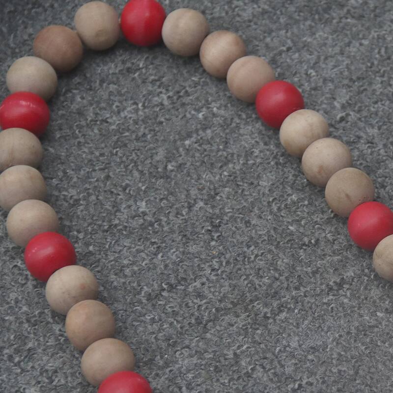 Hot Cocoa Winter Decor Wood Bead Garland with Tassels, Farmhouse Garland