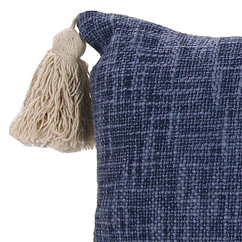 18" x 18" Hatched Solid Reversible Throw Pillow with Tassel Accent