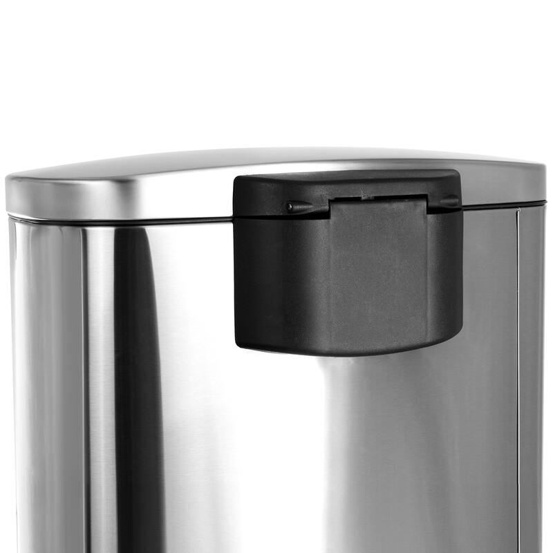 Elama 50Litter 13 Gallon Half Circle Stainless Steel Step Trash Bin with Slow Close Mechanism in Matte Silver