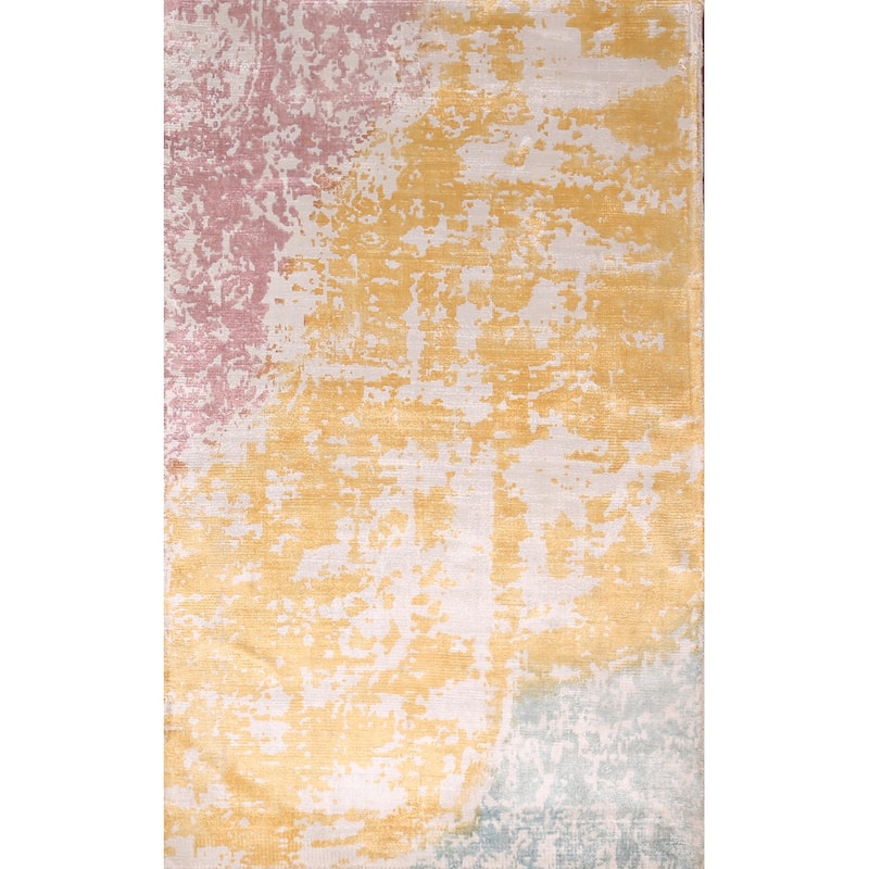 Colorful Abstract Indian Foyer Rug Handmade Wool Carpet - 2'7"x 4'5"