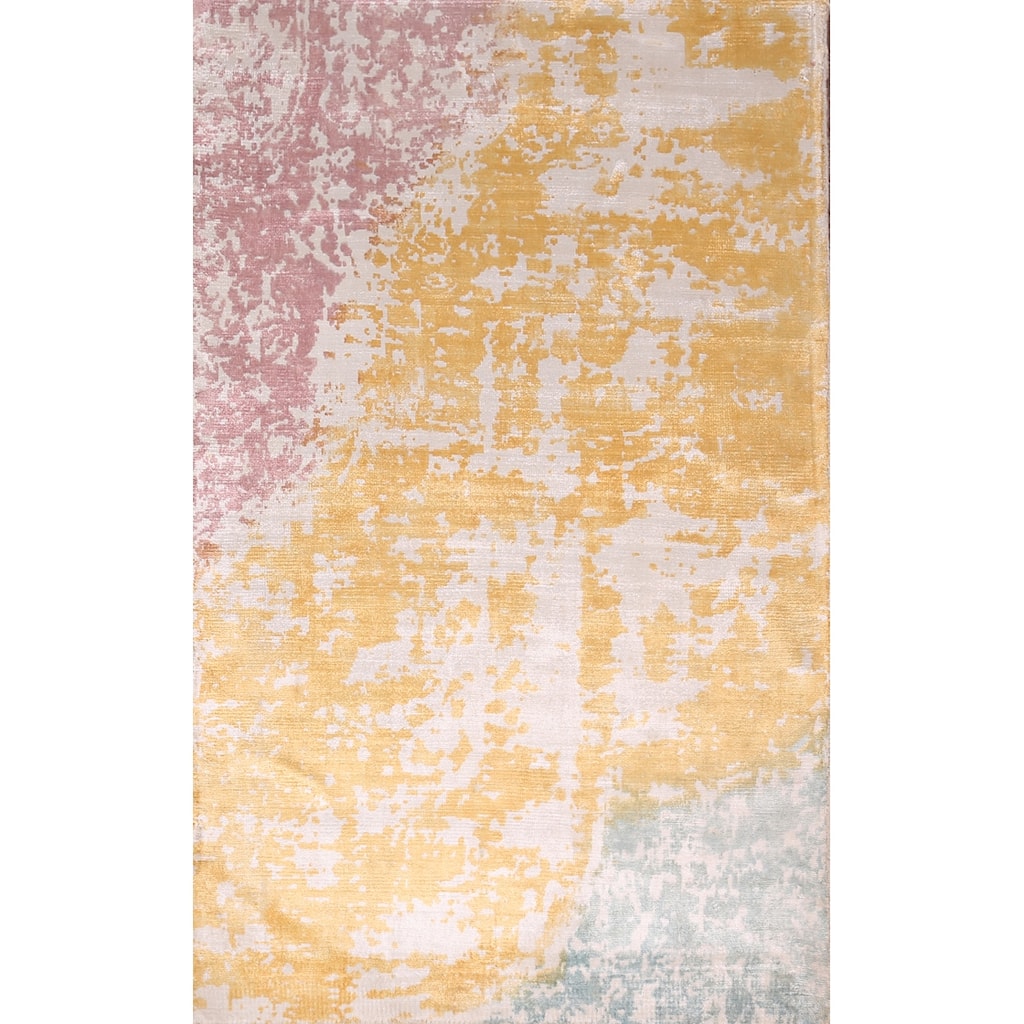 Colorful Abstract Indian Foyer Rug Handmade Wool Carpet - 2'7"x 4'5"