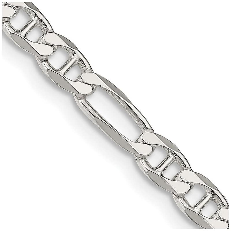 Curata 925 Sterling Silver Italian 4.5mm Figaro Mariner Anchor Chain Necklace For Men