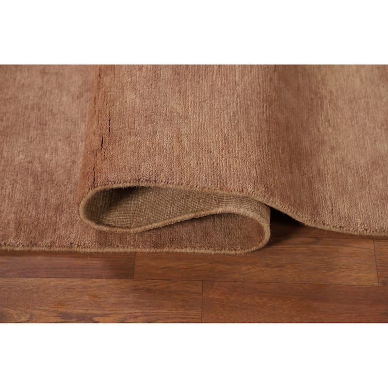 Brown Gabbeh Oriental Runner Rug Hand-Knotted Hallway Wool Carpet - 3'1"x 9'5"