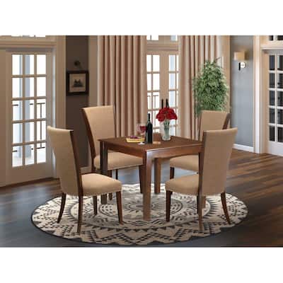 5-Piece Mahogany Finish Solid Wood Top - Dining Room Set - Seats-4