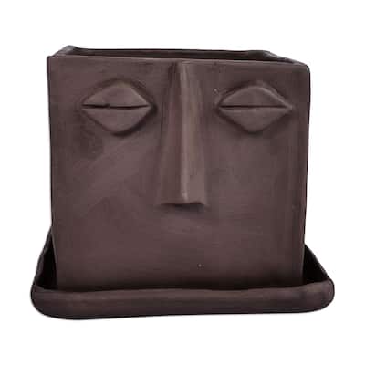 Novica Handmade Square Faces Ceramic Vase