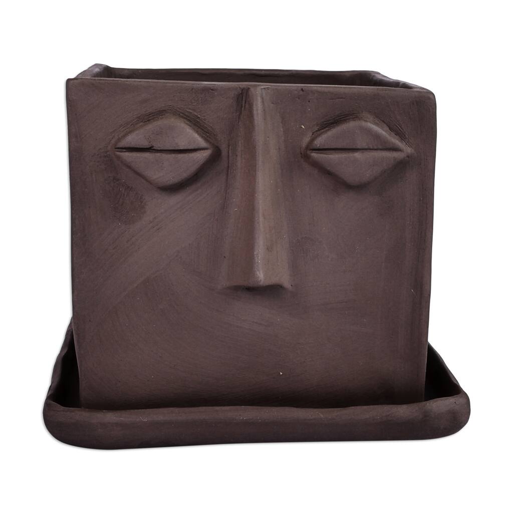 Novica Handmade Square Faces Ceramic Vase