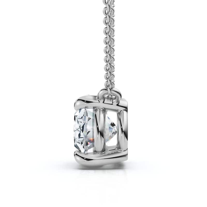 Bliss Diamond Certified 2Ct Diamond Oval Solitaire Pendant Gold 18" Womens Chain Lab Grown