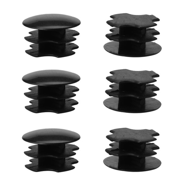 6pcs 19mm OD Plastic Round Tube Insert Ribbed Pipe Cover Caps Black Floor Protector, 0.63"-0.71" Inner Dia