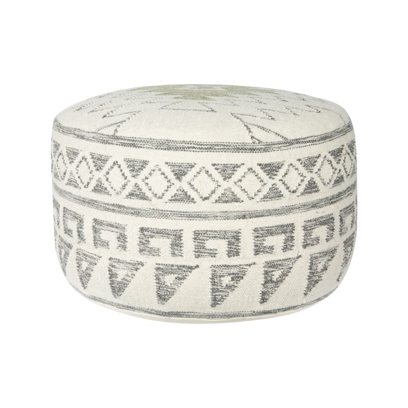 Round Wool Blend Kilim Pouf - Oversized