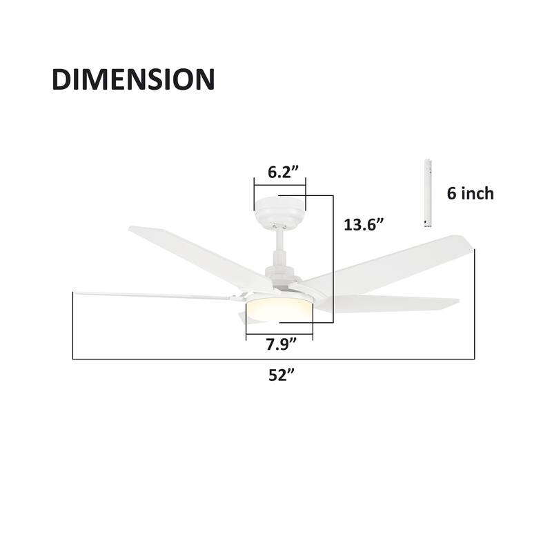 CARRO Boreas 52" Smart Ceiling Fan with Light and Remote-Downrod