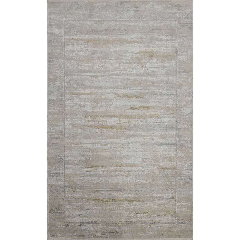 Machine Made Oriental Polyester Carpet Abstract Multi-Colored Distressed Area Rug - 7' 5'' X 5' 2''