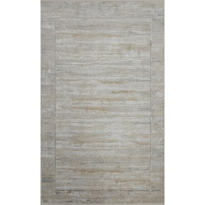 Machine Made Oriental Polyester Carpet Abstract Multi-Colored Distressed Area Rug - 7' 5'' X 5' 2''