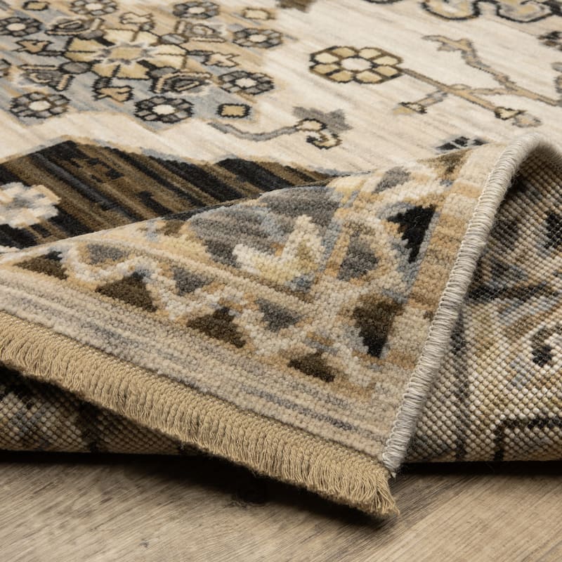 Adelaide Old World Medallions Brown/ Grey Wool Blend Area Rug-