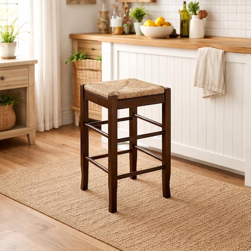 SQ Rush Backless Wood 24-inch Counter Stool - Cappuccino
