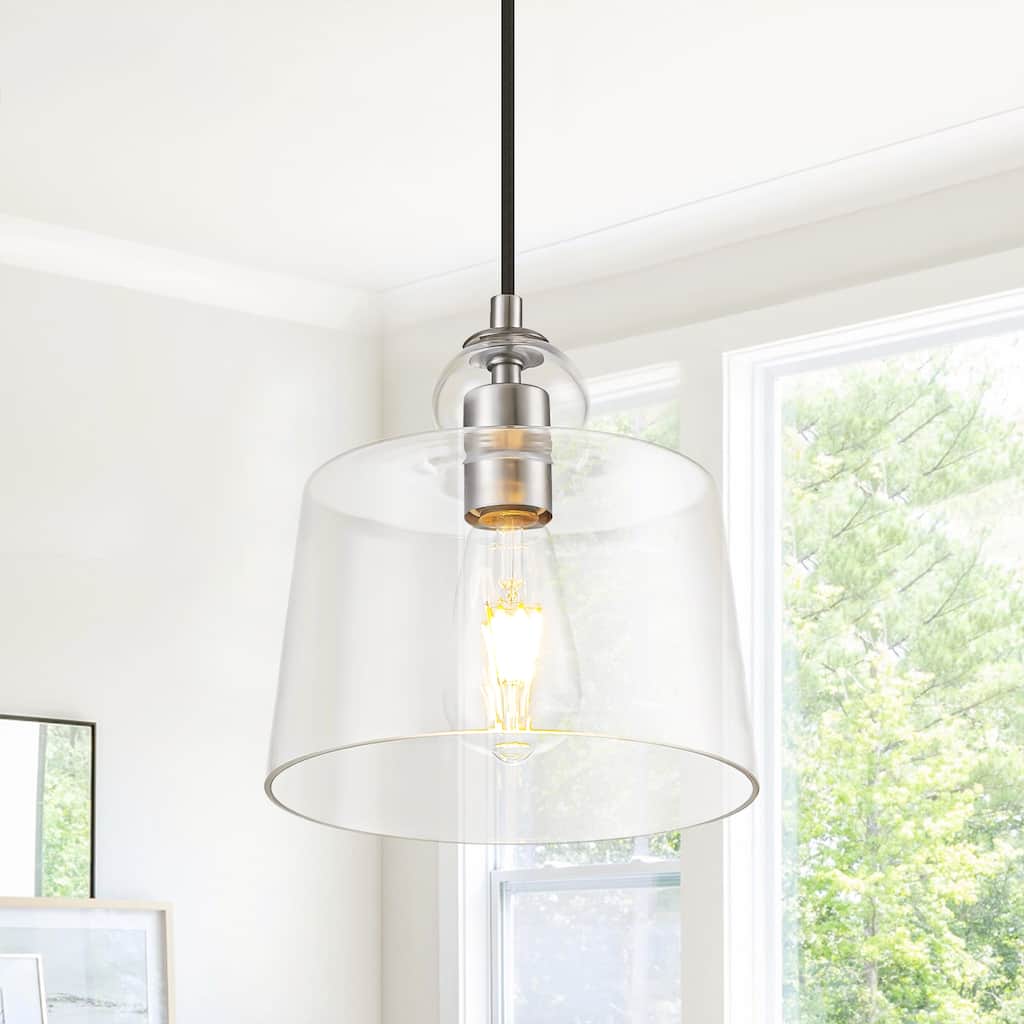 8.7" 1-Light Modern Mini Chrome/Gold/Matte Black Clear Glass Pendant Light for Kitchen Island Dining Room
