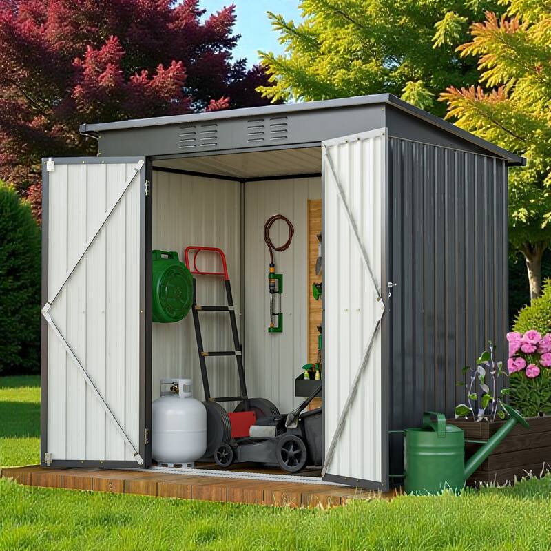 6 x 4 ft Outdoor Storage Shed, All Weather Metal Tool Shed with Hinged Door, Padlock, Backyard Garden Shed