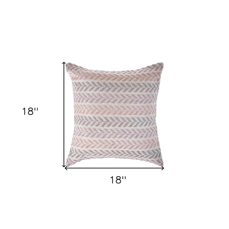 HomeRoots 18" X 18" Purple Pink Gray And White 100% Cotton Chevron Zippered Pillow