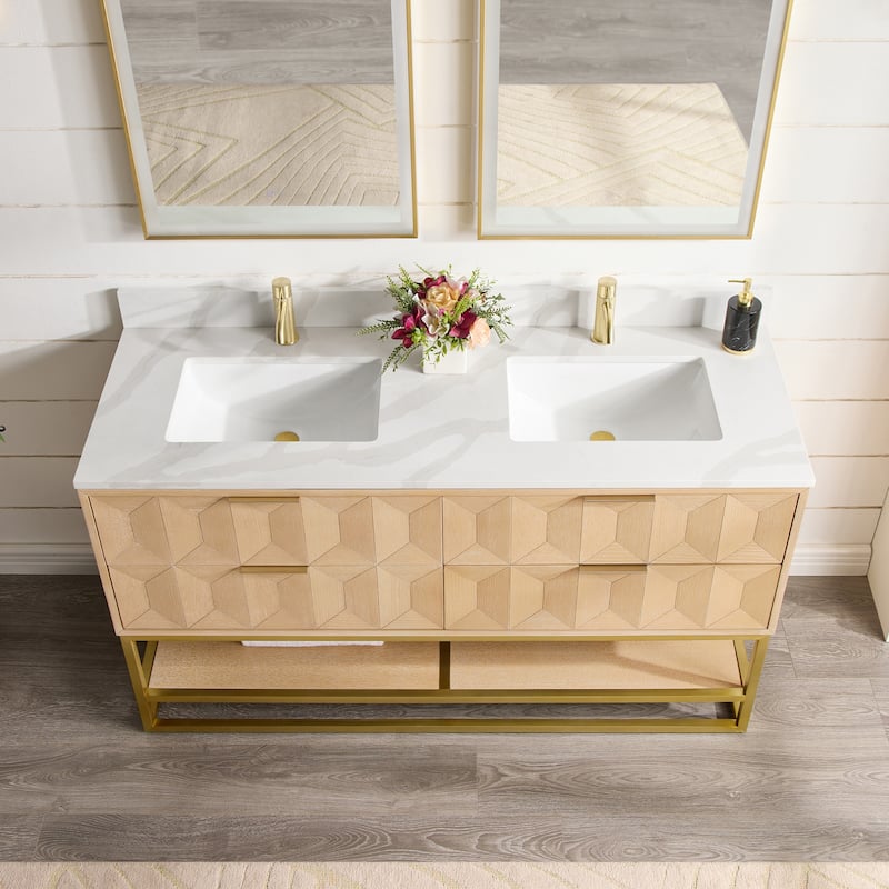Milagro Bath Vanity with White Quartz Stone Top without Mirror
