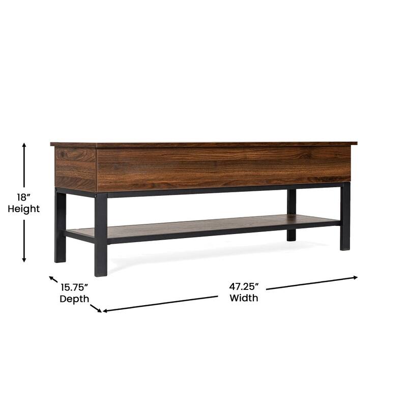 Farmhouse Entryway Bench with Hinged Lift Top and Storage