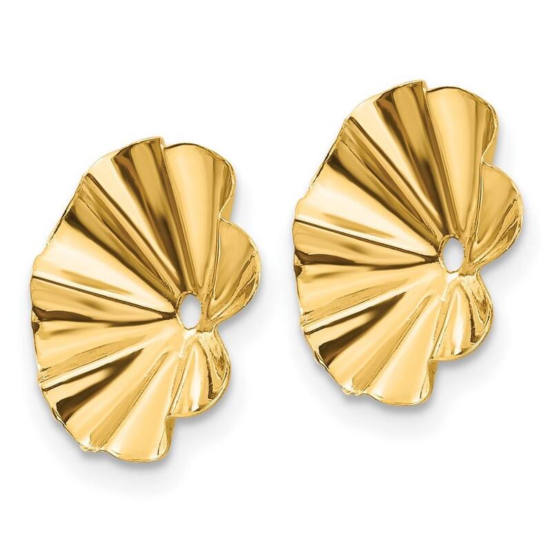 Curata 14k Yellow Gold 7mm Textured Polished Fancy Earrings Jackets